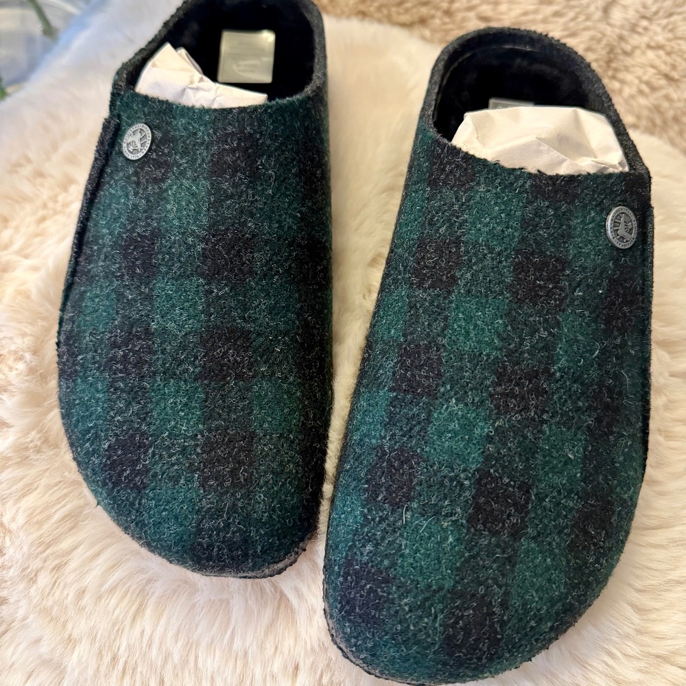 NWT Birkenstock Zermatt Rivet Plaid Teal Green US 9